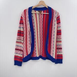 Copper Key Cardigan Sweater Women's M Multicolor 3D Knit Boho Southwestern Aztec